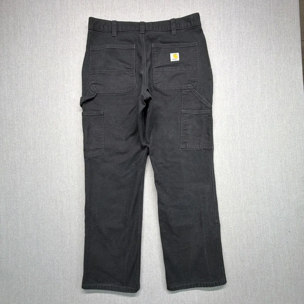 CARHARTT Jeans Mens 33x30 (Fits 32x29) Black DOUBLE KNEE Relaxed Fit Workwear